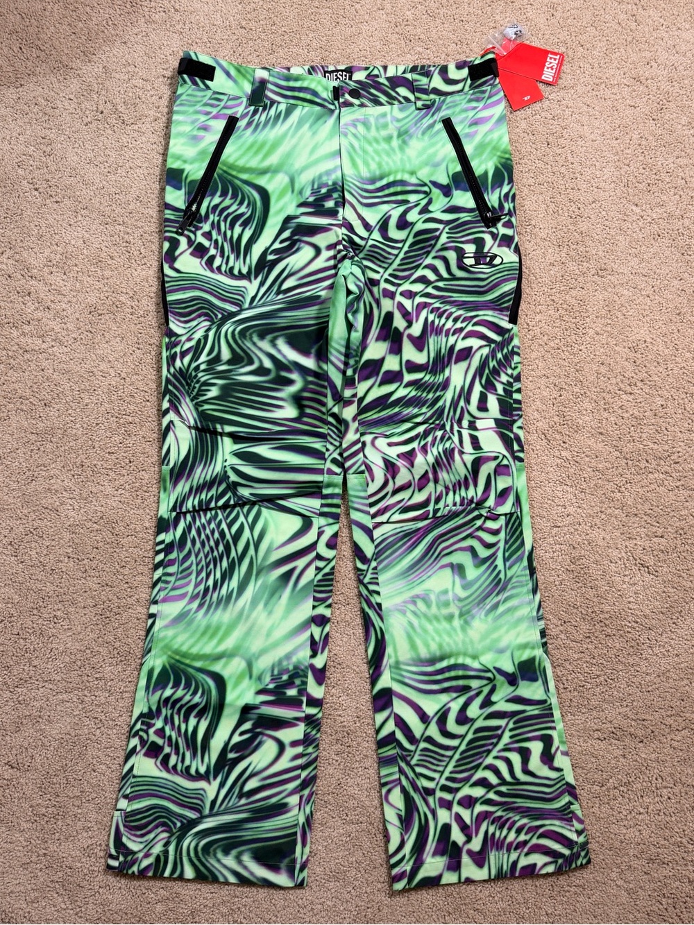 Diesel Neon Green and Purple Swirl Pants